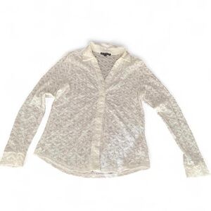 White Lace Button-Down Shirt